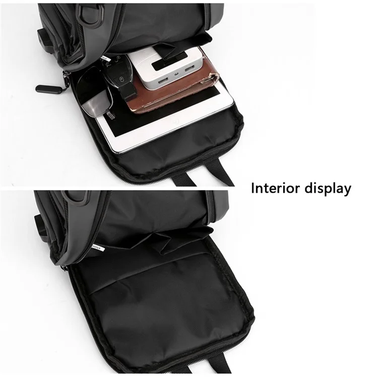 HAOSHUAI 1100-16 Sac à bandoulière USB Charging pour homme pour l'extérieur 18x7x22cm en nylon Sac de poitrine - Gris