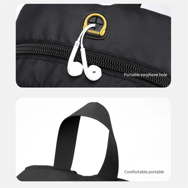 HAOSHUAI 6815 Waterproof Nylon Backpack Outdoor Travel Dual Shoulder Bag, 30x15x44cm - Black