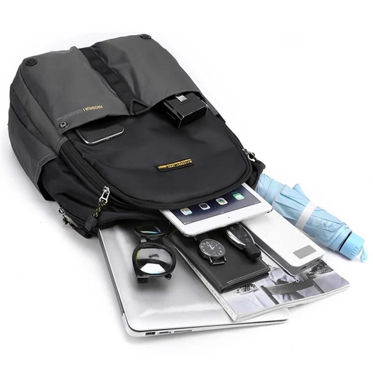 HAOSHUAI 6815 Waterproof Nylon Backpack Outdoor Travel Dual Shoulder Bag, 30x15x44cm - Black