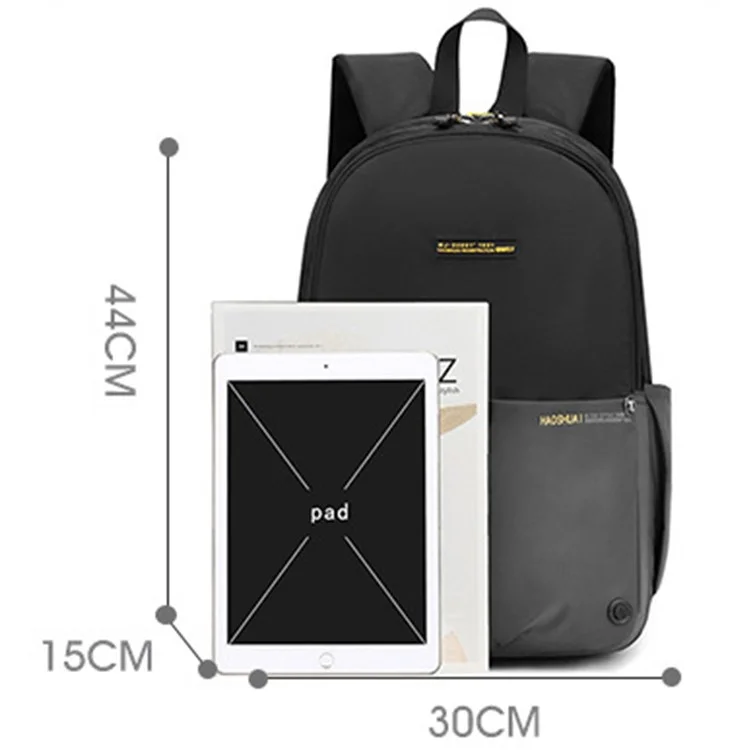 HAOSHUAI 6815 Waterproof Nylon Backpack Outdoor Travel Dual Shoulder Bag, 30x15x44cm - Black