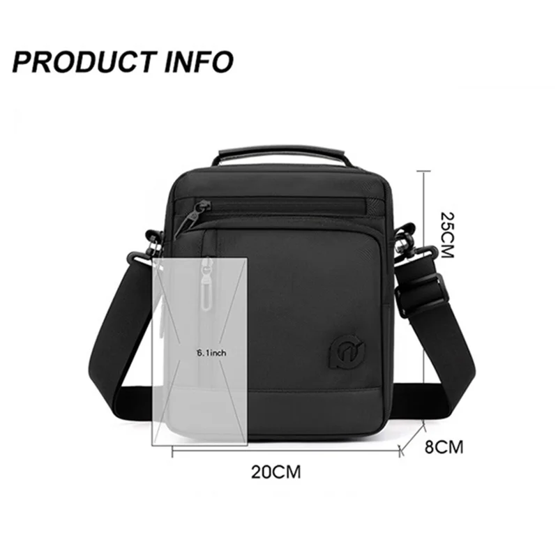 WEPOWER 2134 Men Single Shoulder Messenger Bag Waterproof Nylon Crossbody Bag, 20x8x25cm - Grey