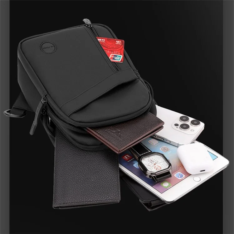 WEPOWER 1280 Stilvolle Nylon-Brusttasche Herren Einzelschultergurt Umhängetasche, 16x8x30cm - Schwarz