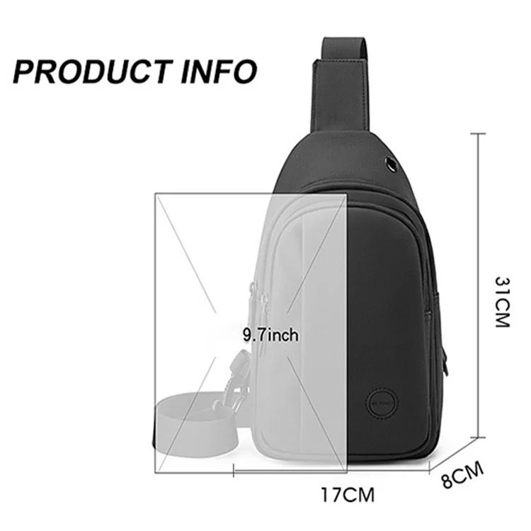 WEPOWER 1281 Stylish Men Chest Bag Nylon Single Shoulder Crossbody Bag, 17x8x31cm - Schwarz