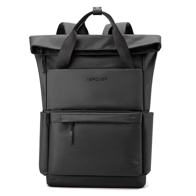 WEPOWER 1279 Student Backpack 28x15x44cm College Bookbag Travel Camping Bag - Black