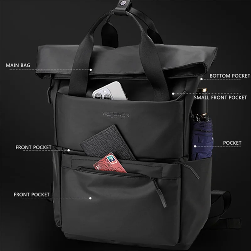 WEPOWER 1279 Zaino per Studenti 28x15x44cm Borsa Universitaria da Viaggio Campeggio - Blu Scuro