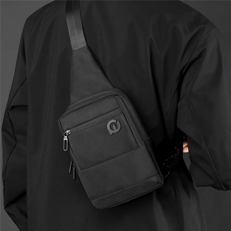 WEPOWER 2129 Bolso de pecho de nailon impermeable y elegante para hombres, bolso cruzado, 17x7x24cm - Negro