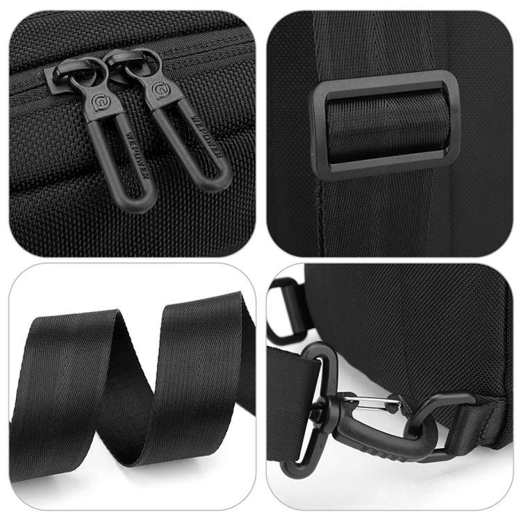 WEPOWER 2129 Bolso de pecho de nailon impermeable y elegante para hombres, bolso cruzado, 17x7x24cm - Negro