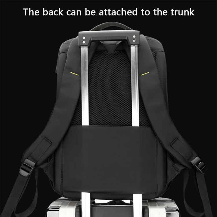 WEPOWER 1288 Stylish Men Travel Nylon Backpack Laptop Carrying Daypack mit USB-Anschluss, 30x18x47cm - Schwarz