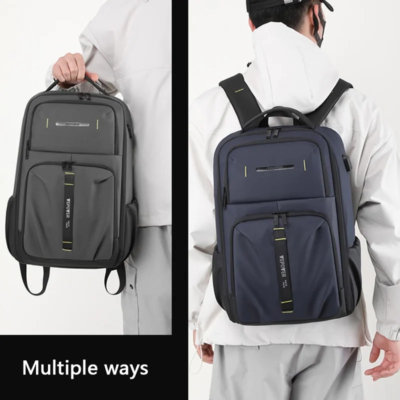 WEPOWER 1288 Élégant sac à dos de voyage en nylon pour homme avec port USB, 30x18x47cm - Vert armée