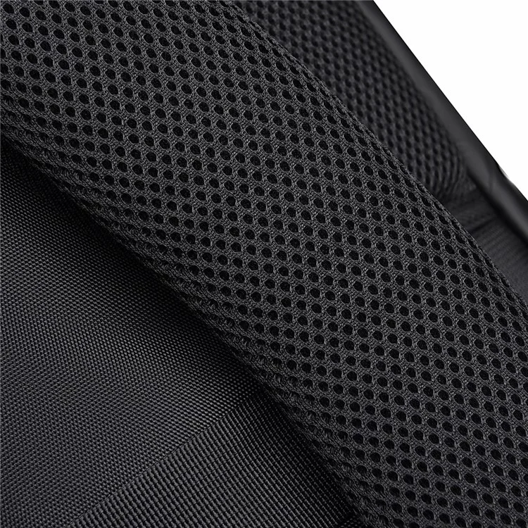 1-2858 31x12x42cm Men's Laptop Backpack Waterproof Leather Film Nylon Cloth Travel Shoulders Bag  - Black