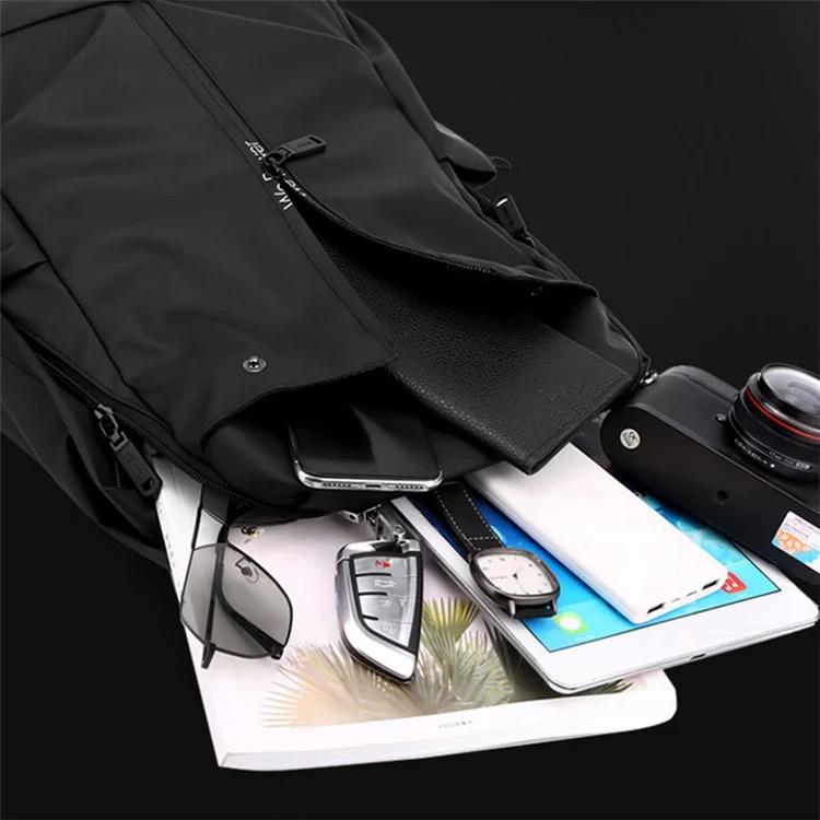 WEPOWER 1261 Travel Backpack Zaino Impermeabile in Nylon con Porta USB Esterna, 43x13x29cm - Nero