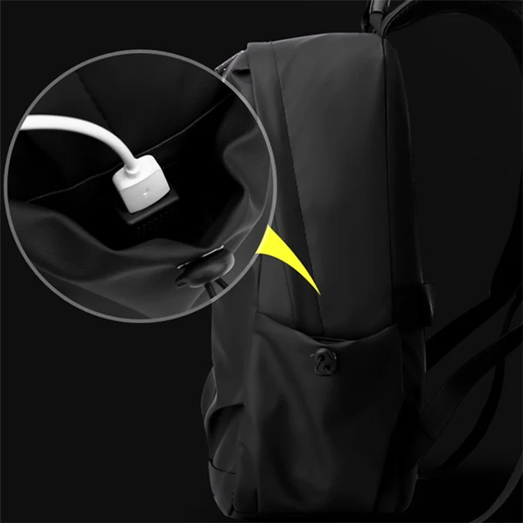 WEPOWER 1261 Travel Backpack Zaino Impermeabile in Nylon con Porta USB Esterna, 43x13x29cm - Nero