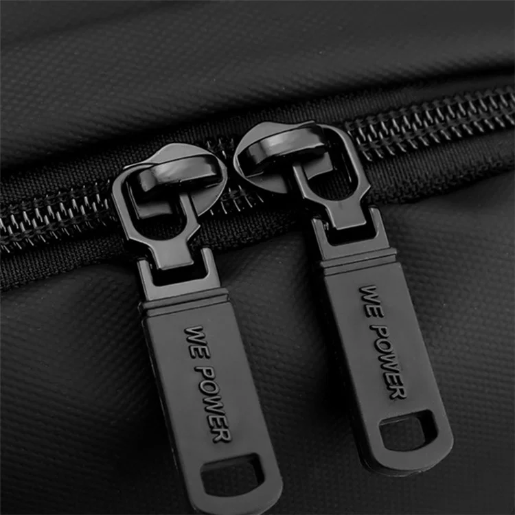 WEPOWER 1261 Travel Backpack Zaino Impermeabile in Nylon con Porta USB Esterna, 43x13x29cm - Nero