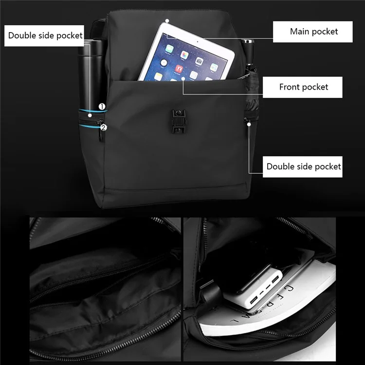WEPOWER 1267 Mochila grande de nailon Bolsa de hombro casual para hombre para viaje, escuela - Gris