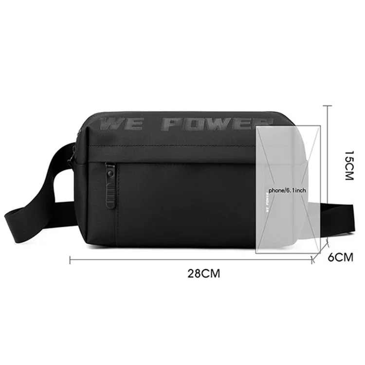 WEPOWER 1282 Men's Crossbody Bag Casual Shoulder Bag Boy's Daypack - Black