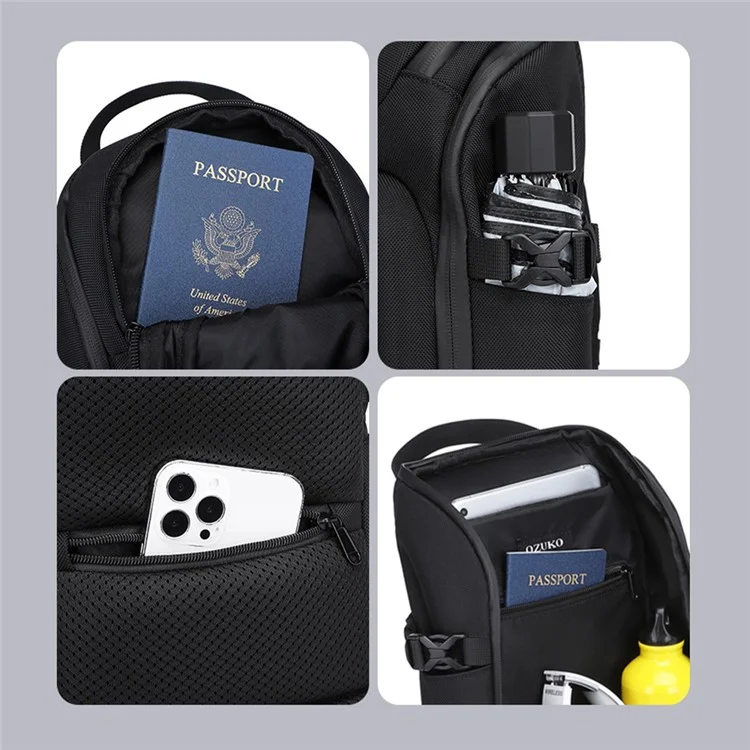 OZUKO 9729 Stylish Business Oxford Cloth Men Chest Bag Single Shoulder Bag, 20x14x39cm - Negro