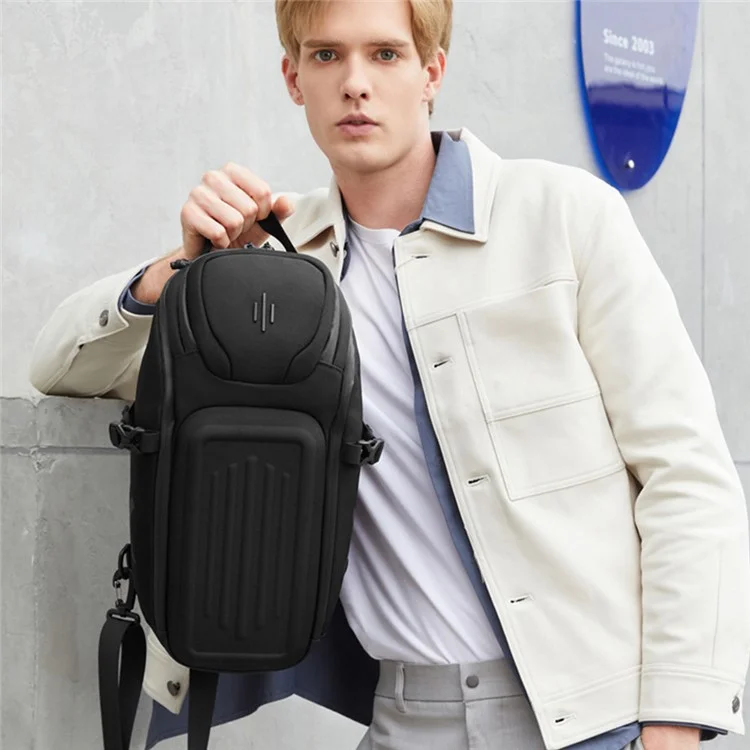 OZUKO 9729 Stylish Business Oxford Cloth Men Chest Bag Single Shoulder Bag, 20x14x39cm - Negro