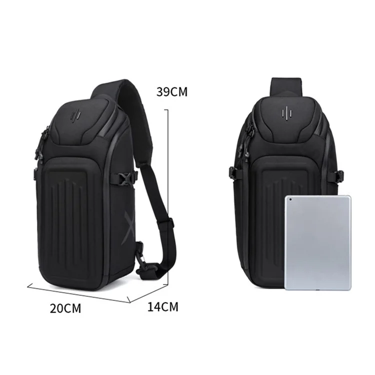 OZUKO 9729 Stylish Business Oxford Cloth Men Chest Bag Single Shoulder Bag, 20x14x39cm - Negro