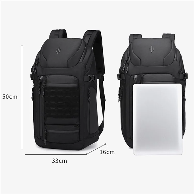 OZUKO 9746 Large Capacity Laptop Backpack Oxford Cloth Travel Dual Shoulder Bag, 33x16x50cm - Black