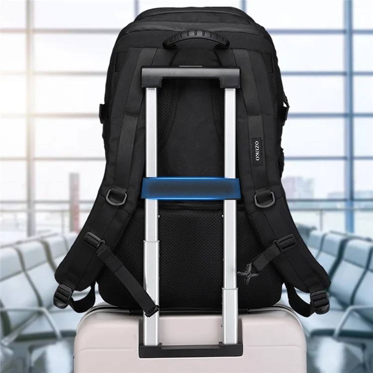 OZUKO 9746 Large Capacity Laptop Backpack Oxford Cloth Travel Dual Shoulder Bag, 33x16x50cm - Black