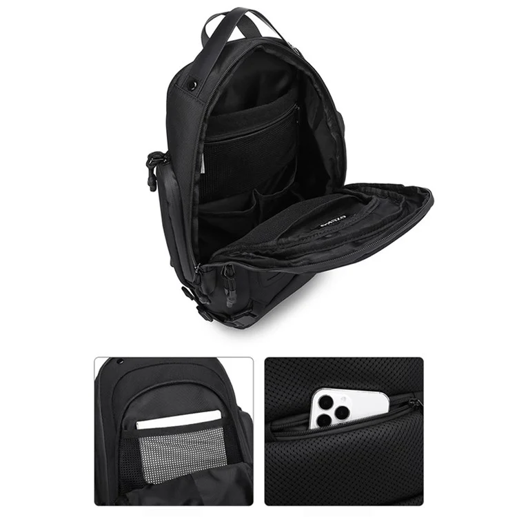 OZUKO 9740 Bolsa Cruzada para Hombre de Oxford Impermeable, 19x16x39cm - Negro