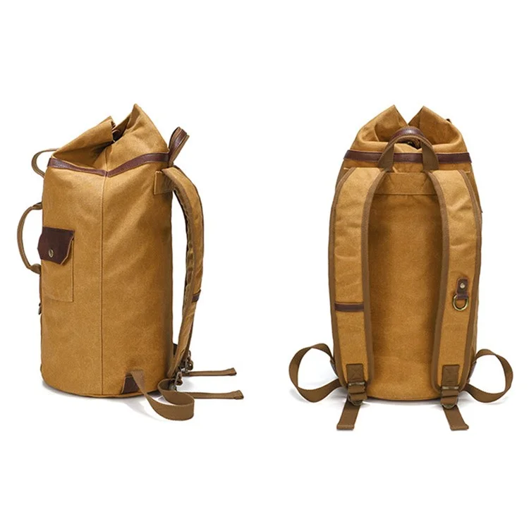 B22 Large Capacity Waxed Canvas Duffle Bag Casual Men 16-inch Laptop Backpack - Yellow