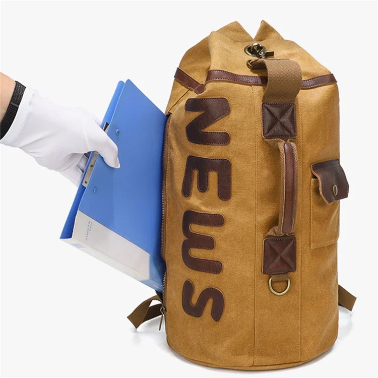 B22 Large Capacity Waxed Canvas Duffle Bag Casual Men 16-inch Laptop Backpack - Yellow