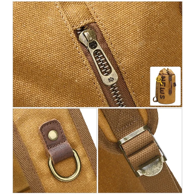 B22 Large Capacity Waxed Canvas Duffle Bag Casual Men 16-inch Laptop Backpack - Yellow