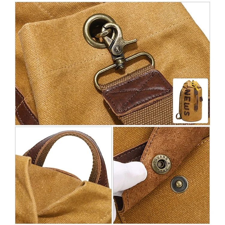 B22 Large Capacity Waxed Canvas Duffle Bag Casual Men 16-inch Laptop Backpack - Yellow