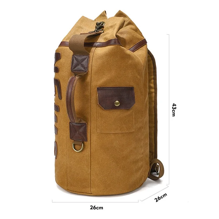 B22 Large Capacity Waxed Canvas Duffle Bag Casual Men 16-inch Laptop Backpack - Yellow