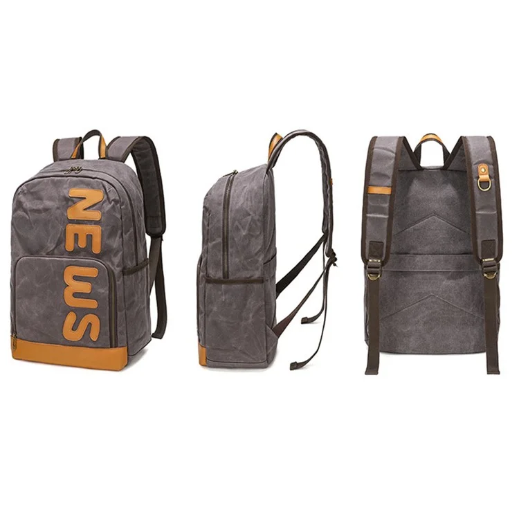 B20 Men's Canvas Backpack Laptop Storage Bag Travel Bag Daypack - Grey
