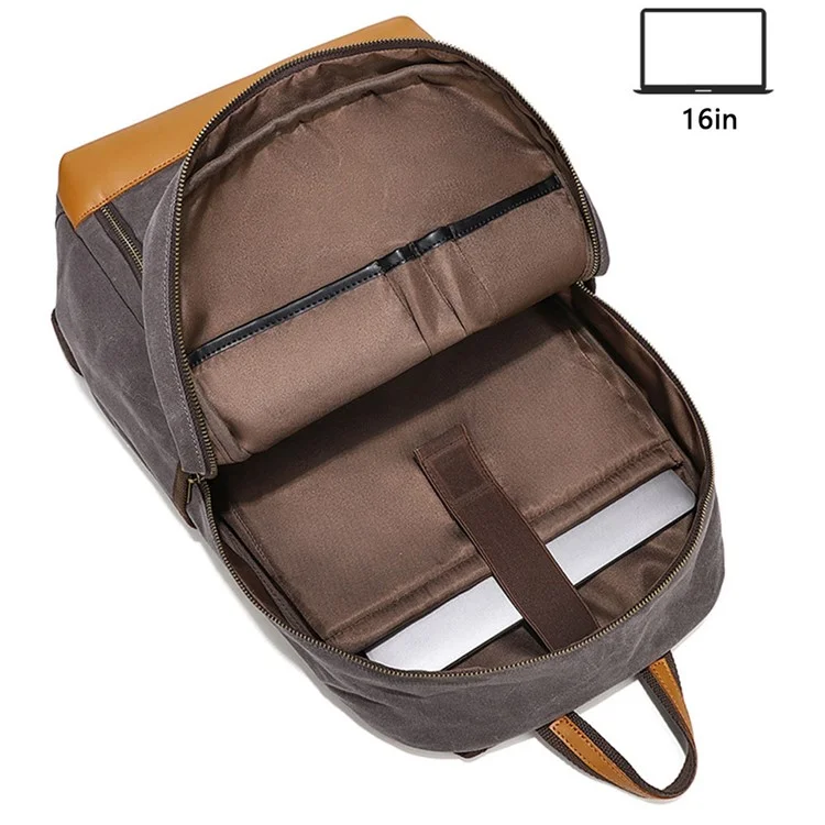 B20 Men's Canvas Backpack Laptop Storage Bag Travel Bag Daypack - Grey