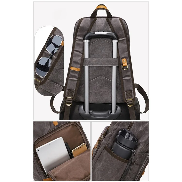 B20 Men's Canvas Backpack Laptop Storage Bag Travel Bag Daypack - Grey