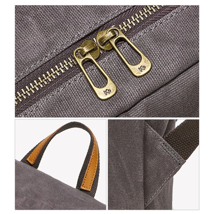 B20 Men's Canvas Backpack Laptop Storage Bag Travel Bag Daypack - Grey
