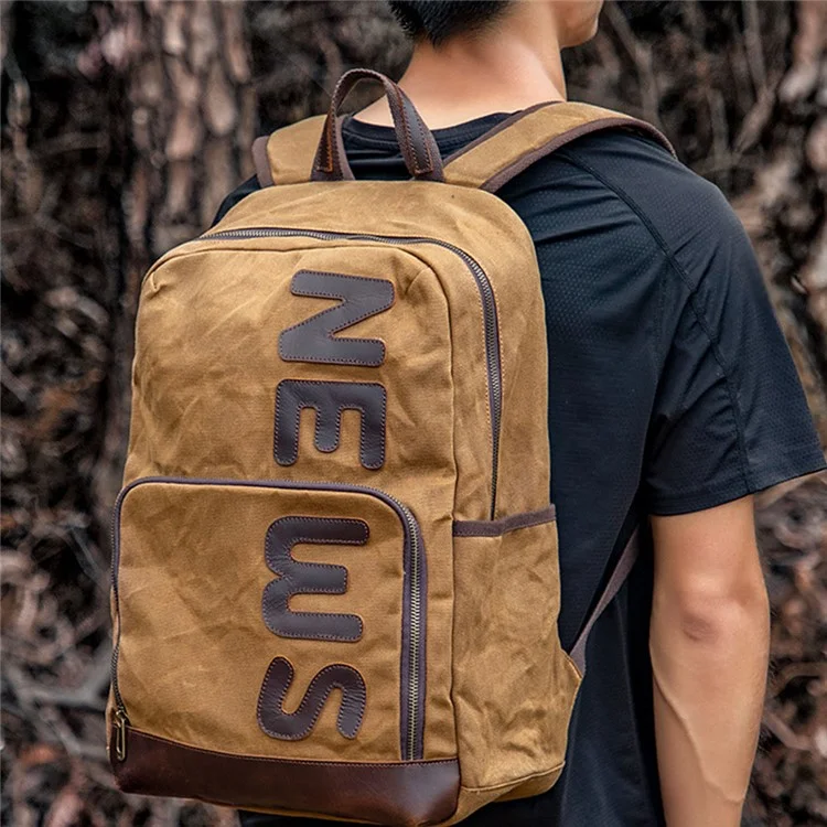 B20 Men's Canvas Backpack Laptop Storage Bag Travel Bag Daypack - Grey
