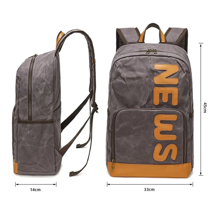 B20 Men's Canvas Backpack Laptop Storage Bag Travel Bag Daypack - Grey