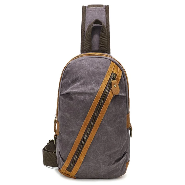 10126 Herren-Umhängetasche aus Canvas, Crossbody-Tasche, Daypack - Grau