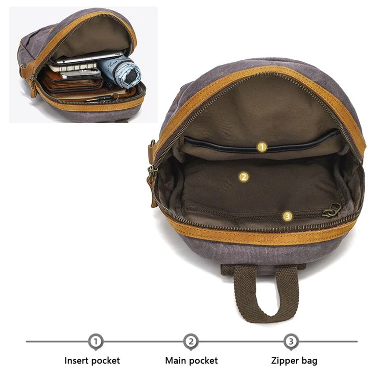 10126 Herren-Umhängetasche aus Canvas, Crossbody-Tasche, Daypack - Grau