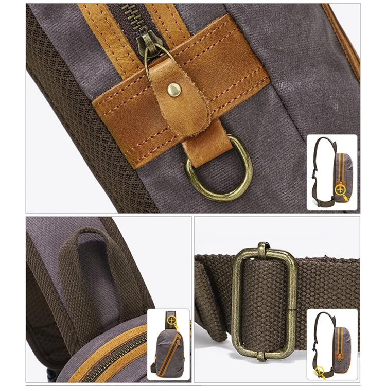 10126 Herren-Umhängetasche aus Canvas, Crossbody-Tasche, Daypack - Grau