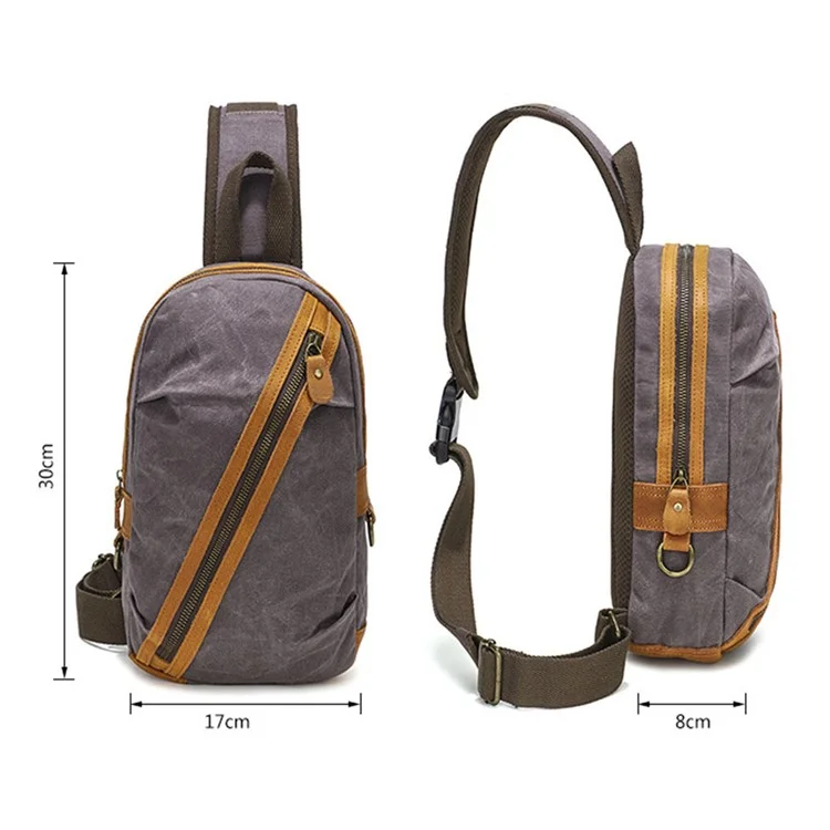 10126 Herren-Umhängetasche aus Canvas, Crossbody-Tasche, Daypack - Grau
