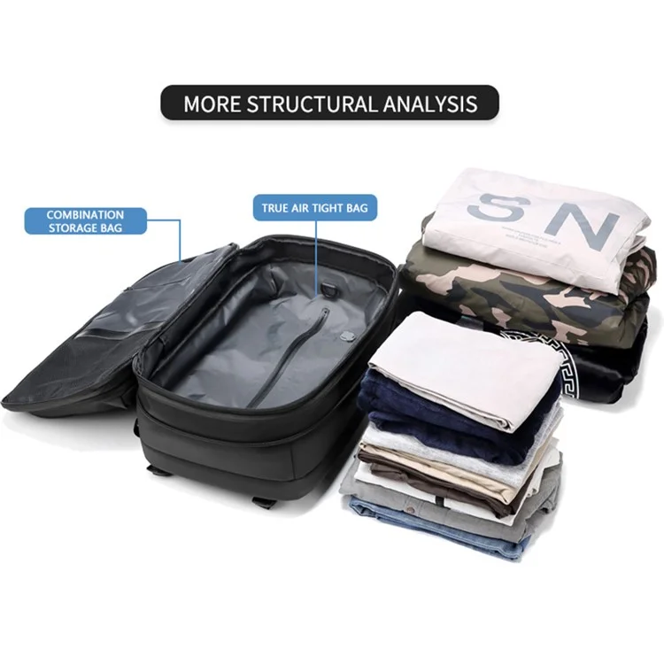 OUTWALK 7757 Travel 17-Zoll-Laptop-Rucksack Vakuum-Kompression Herren Expanding Schultertasche - Schwarz