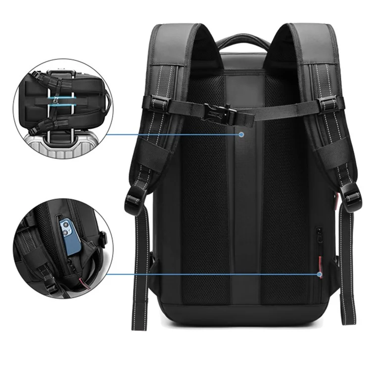 OUTWALK 7757 Travel 17-Zoll-Laptop-Rucksack Vakuum-Kompression Herren Expanding Schultertasche - Schwarz