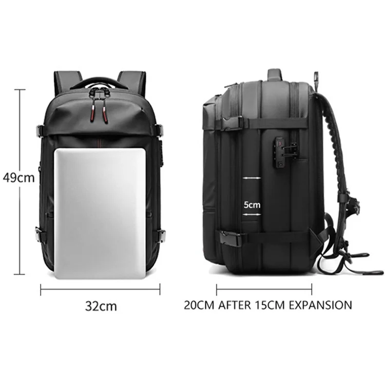 OUTWALK 7757 Travel 17-Zoll-Laptop-Rucksack Vakuum-Kompression Herren Expanding Schultertasche - Schwarz