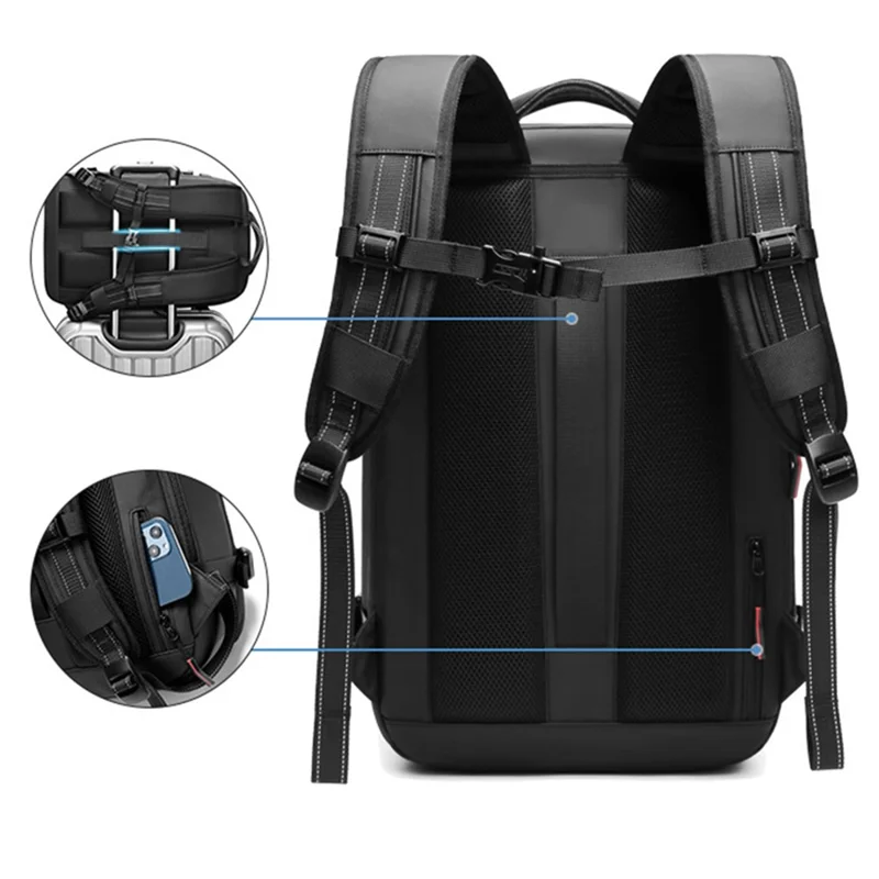 OUTWALK 7757 Travel 17-inch Laptop Backpack Vacuum Compression Men Expanding Shoulder Bag - Grey