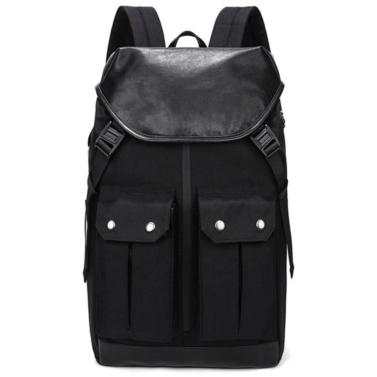 B785 Vintage-Laptop-Rucksack für Herren mit großer Kapazität, Doppel-Schultertasche - Schwarz