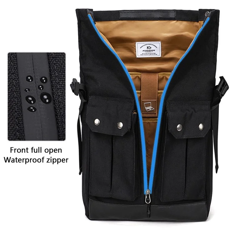 B785 Vintage-Laptop-Rucksack für Herren mit großer Kapazität, Doppel-Schultertasche - Schwarz