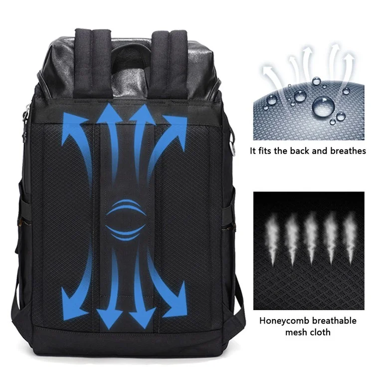 B785 Vintage-Laptop-Rucksack für Herren mit großer Kapazität, Doppel-Schultertasche - Schwarz