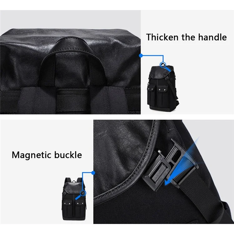 B785 Vintage-Laptop-Rucksack für Herren mit großer Kapazität, Doppel-Schultertasche - Schwarz