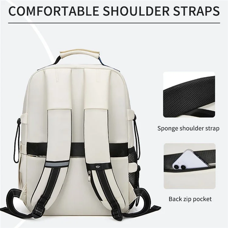 OUTWALK 2287 Mochila de Viagem em Tecido Oxford com Bolso Redondo Pequeno - Bege