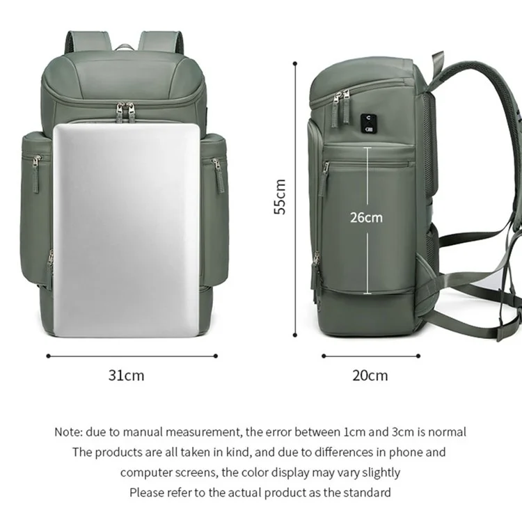 OUTWALK 7716-1 Stylish Travel Backpack Oxford Cloth Laptop Daypack with Shoe Compartment - Army Green
